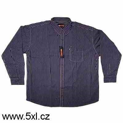 Pánská košile tmavě modrá se žlutým proužkem dlouhý rukáv 4XL - 12XL
