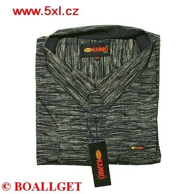 Pánská košile Kamro černo - béžová 23569/271 dlouhý rukáv  6XL - 10XL