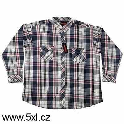 Pánská košile káro dlouhý rukáv 4XL - 6XL