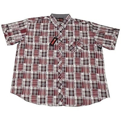 Pánská košile vínovo - bílé káro Kamro 23635/307 vel. 5XL - 12XL krátký rukáv