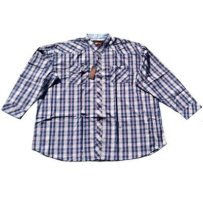 Pánská košile Kamro 23664/259 modrá kostkovaná dlouhý rukáv 7XL - 8XL