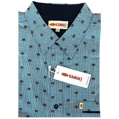 Pánská košile Kamro modrobílá s palmičkama dlouhý rukáv 5XL - 12XL