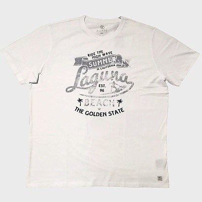 Pánské tričko SUMMER Kitaro bílé s potiskem krátký rukáv 3XL - 8XL