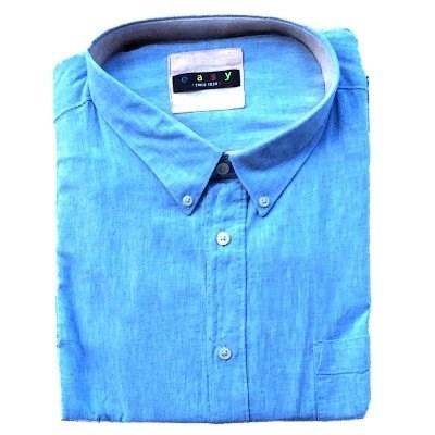 Pánská košile světle modrá lněná s krátkým rukávem 6XL - 8XL