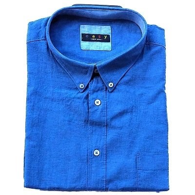 Pánská košile modrá lněná s krátkým rukávem 6XL - 8XL