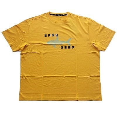 Pánské tričko tmavě žluté s potiskem EASY DEEP  5XL - 8XL krátký rukáv