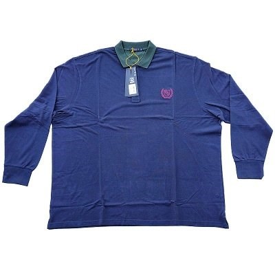 Pánská polokošile - tričko s límečkem tmavě modrá  s dlouhým rukávem 6XL - 8XL