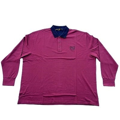 Pánská polokošile - tričko s límečkem bordó  s dlouhým rukávem 6XL - 8XL