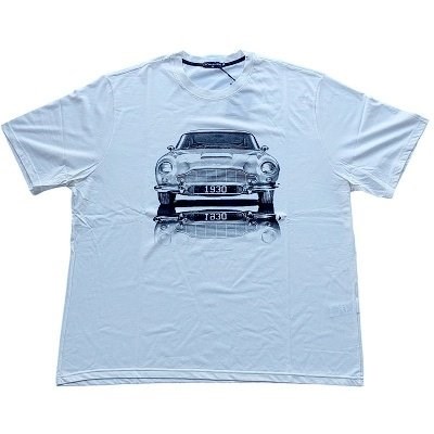 Pánské tričko bílé Car s potiskem  5XL - 10XL krátký rukáv