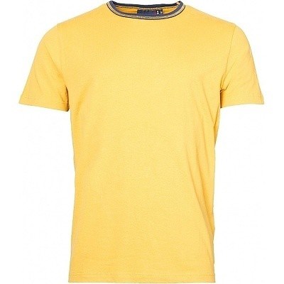 Pánské tričko elastické stretch NORTH 56°4 pískové s tmavě modrým zdobeným lemem 5XL - 8XL krátký rukáv