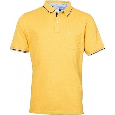 Pánská polokošile - tričko s límečkem okrové NORTH 56°4  5XL - 8XL krátký rukáv