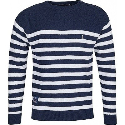 Pánský svetr NORTH 56°4 pruhovaný modro bílý 4XL - 7XL