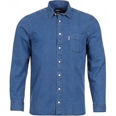 Pánská košile NORTH 56°4 tmavě modrá s plastickým vzorem a dlouhým rukávem 4XL - 8XL