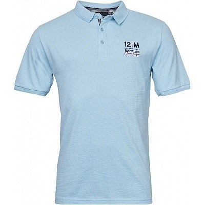 Pánské tričko  s límečkem - polokošile NORTH 56°4 světle modré  krátký rukáv 6XL - 8XL