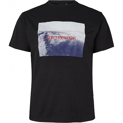 Pánské tričko NORTH 56°4 černé s potiskem PEAK  4XL - 8XL krátký rukáv