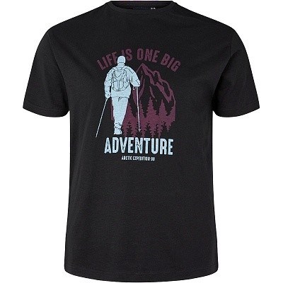 Pánské tričko NORTH 56°4  černé s potiskem ADVENTURE  6XL - 8XL krátký rukáv