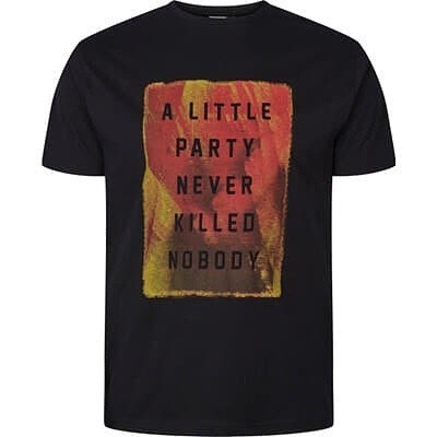 Pánské tričko NORTH 56°4 černé potisk A LITTLE PARTY  4XL - 8XL krátký rukáv