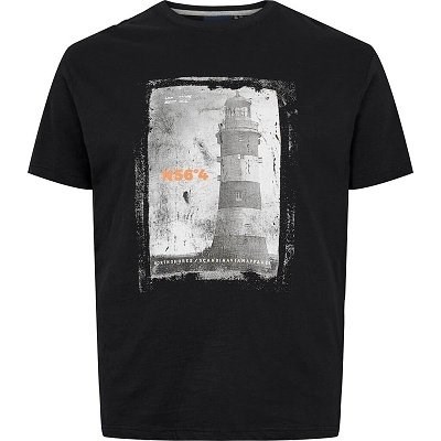 Pánské tričko NORTH 56°4 černé s potiskem  6XL - 8XL krátký rukáv