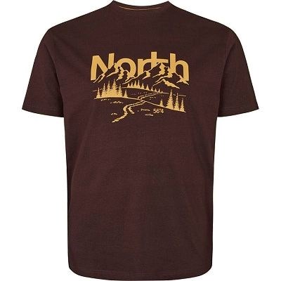 Pánské tričko s potiskem NORTH 56°4  33115 hnědé 4XL - 8XL krátký rukáv