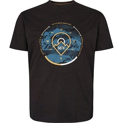 Pánské tričko s potiskem NORTH 56°4  33116 černé 4XL - 10XL krátký rukáv