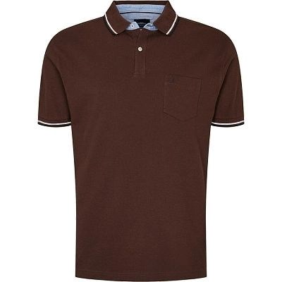 Pánská polokošile - tričko s límečkem hnědé NORTH 56°4  6XL - 10XL krátký rukáv