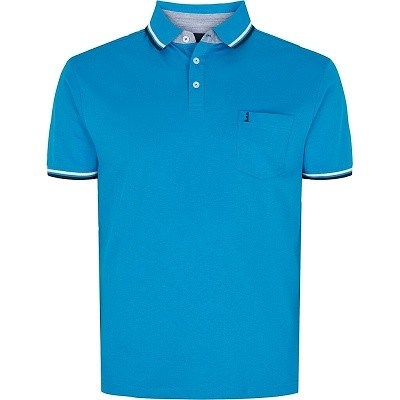 Pánské tričko  s límečkem - polokošile 41121/0579 NORTH 56°4 modré elastické stretch krátký rukáv 4XL - 10XL