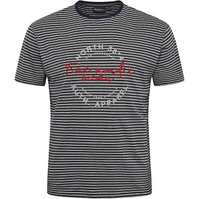 Pánské tričko 43107 NORTH 56°4 pruhované s potiskem  4XL - 8XL krátký rukáv