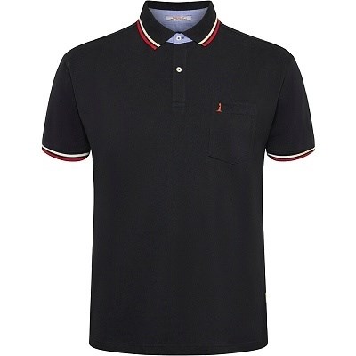 Pánské tričko s límečkem - polokošile 43123 černá NORTH 56°4 krátký rukáv elastická stretch  4XL - 10XL