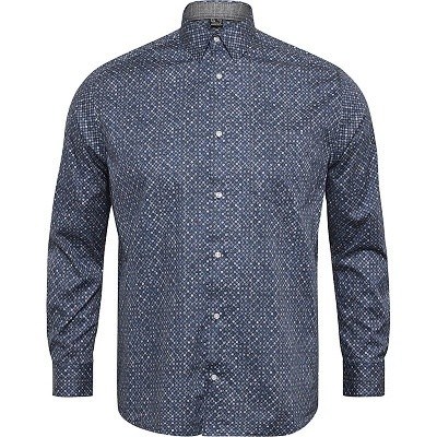 Pánská košile NORTH dlouhý rukáv modro-šedá s potiskem 4XL - 6XL