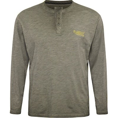 Pánské tričko 43340 NORTH 56°4 olivové batikované na 3 knoflíčky  4XL - 8XL dlouhý  rukáv
