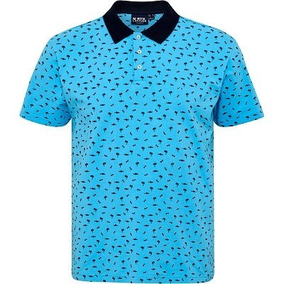 Pánské tričko s límečkem - polokošile 51119 světle modrá NORTH 56°4 krátký rukáv elastická stretch  4XL - 6XL