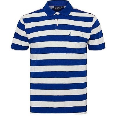 Pánské tričko  s límečkem - polokošile 51120 NORTH LATITUDE modro bílé pruhované krátký rukáv  4XL - 8XL