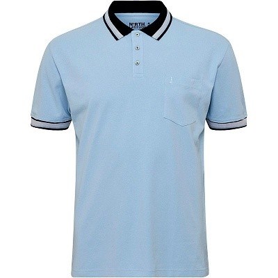 Pánské tričko s límečkem - polokošile 51123 světle modré NORTH 56°4 krátký rukáv elastická stretch  4XL - 8XL
