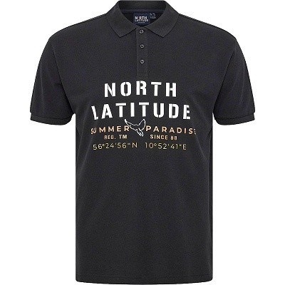 Pánské tričko s límečkem - polokošile 51124 NORTH LATITUDE černé krátký rukáv  4XL - 8XL