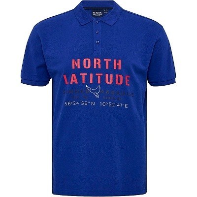 Pánské tričko s límečkem - polokošile 51124 NORTH LATITUDE modré krátký rukáv  4XL - 8XL