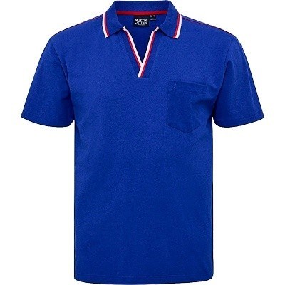 Pánské tričko 51125 NORTH modré s límečkem a rozhalenkou elastické stretch krátký rukáv  4XL - 8XL