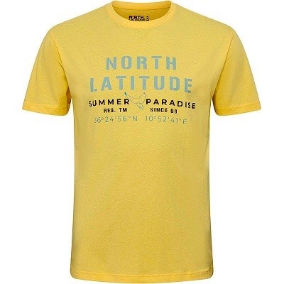 Pánské tričko 51126 NORTH 56°4 žluté s potiskem krátký rukáv 4XL - 10XL