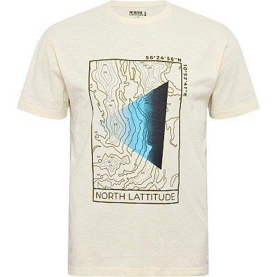 Pánské tričko 51127 NORTH 56°4 krémové s potiskem  4XL - 6XL krátký rukáv