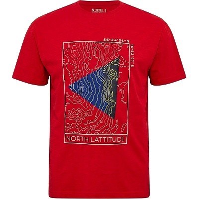 Pánské tričko 51127 NORTH 56°4 červené s potiskem  5XL - 6XL krátký rukáv