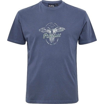 Pánské tričko 51128 NORTH LATITUDE modro šedé s potiskem PARADISE krátký rukáv  4XL - 10XL