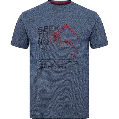 Pánské tričko 51130 NORTH LATITUDE tmavě modré pruhované s potiskem a výšivkou krátký rukáv  4XL - 10XL