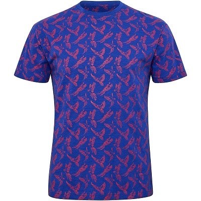 Pánské tričko 51131 NORTH 56°4 modré potisk červení ptáci krátký rukáv  4XL - 10XL