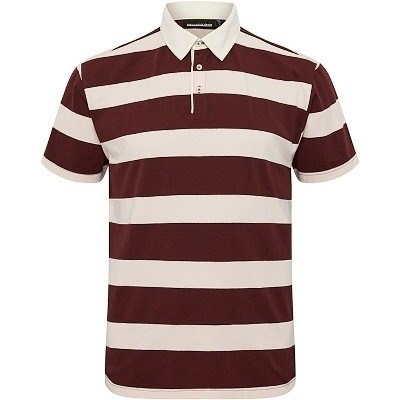 Pánská polokošile - tričko s límečkem 51315 NORTH pruhované hnědo- bílé krátký rukáv  4XL - 7XL