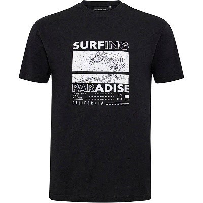 Pánské tričko 51322 NORTH 56°4 černé s potiskem SURFING PARADISE krátký rukáv  6XL - 10XL