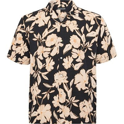 Pánská košile 51342 NORTH letní motiv potisk květy krátký rukáv  4XL - 7XL