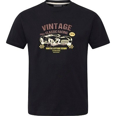 Pánské tričko 51347 NORTH 56°4 černé s potiskem VINTAGE  krátký rukáv  6XL - 10XL