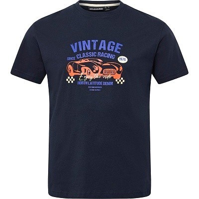 Pánské tričko 51347 NORTH 56°4 tmavě modré s potiskem VINTAGE  krátký rukáv  6XL - 10XL