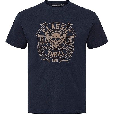 Pánské tričko 51348 NORTH LATITUDE tmavě modré s potiskem CLASIC THRILL krátký rukáv  4XL- 8XL