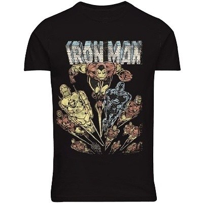 Pnsk triko 51349 NORTH LATITUDE ern s potiskem IRON MAN ( Marvel )  krtk rukv  5XL - 8XL