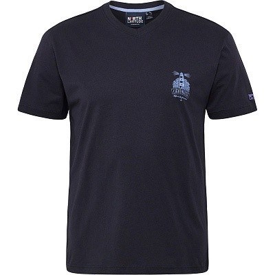 Pánské tričko NORTH 53101 tmavě modré s potiskem krátký rukáv  5XL - 8XL